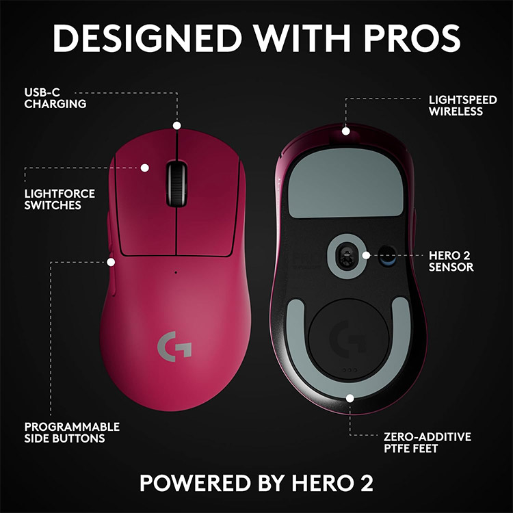 خرید موس Logitech G Pro X SUPERLIGHT 2 DEX - بی‌سیم - صورتی